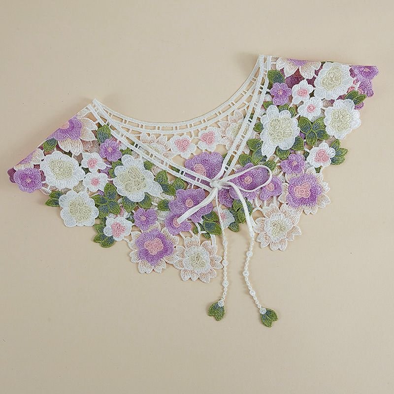 Women Classic Flower Embroidery Design False Collar