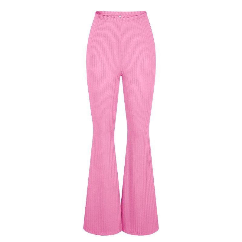 Summer Women Casual Solid Color High Waist Flared Pants