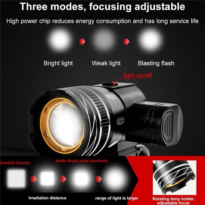 Bicycle USB Charging Warning Flashlight With Strong Light